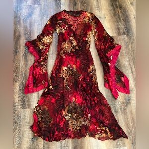 Fairy Boho Whinsical Goth Red Sheer Dress
